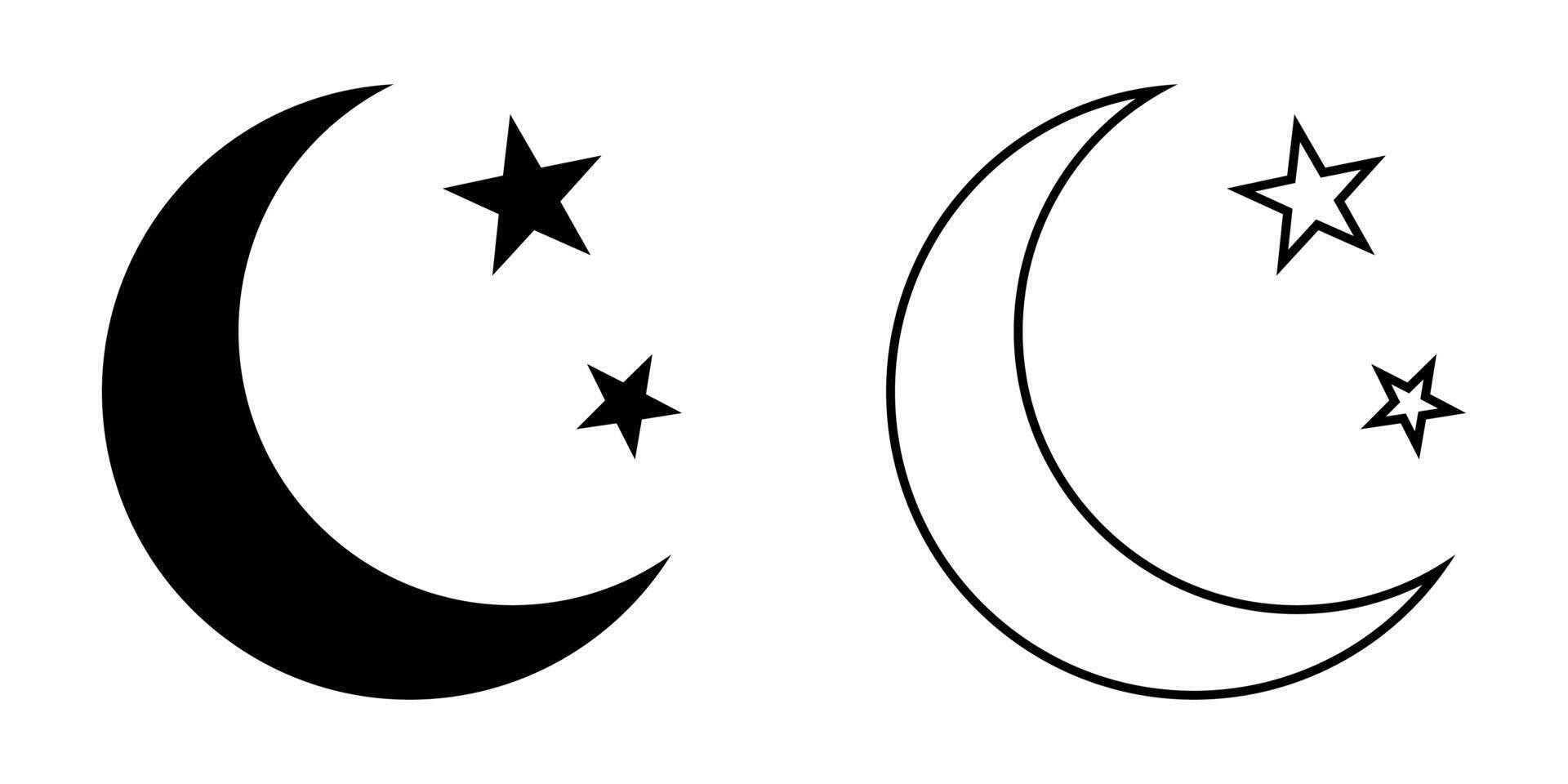 Night icon. Crescent moon icon. vector
