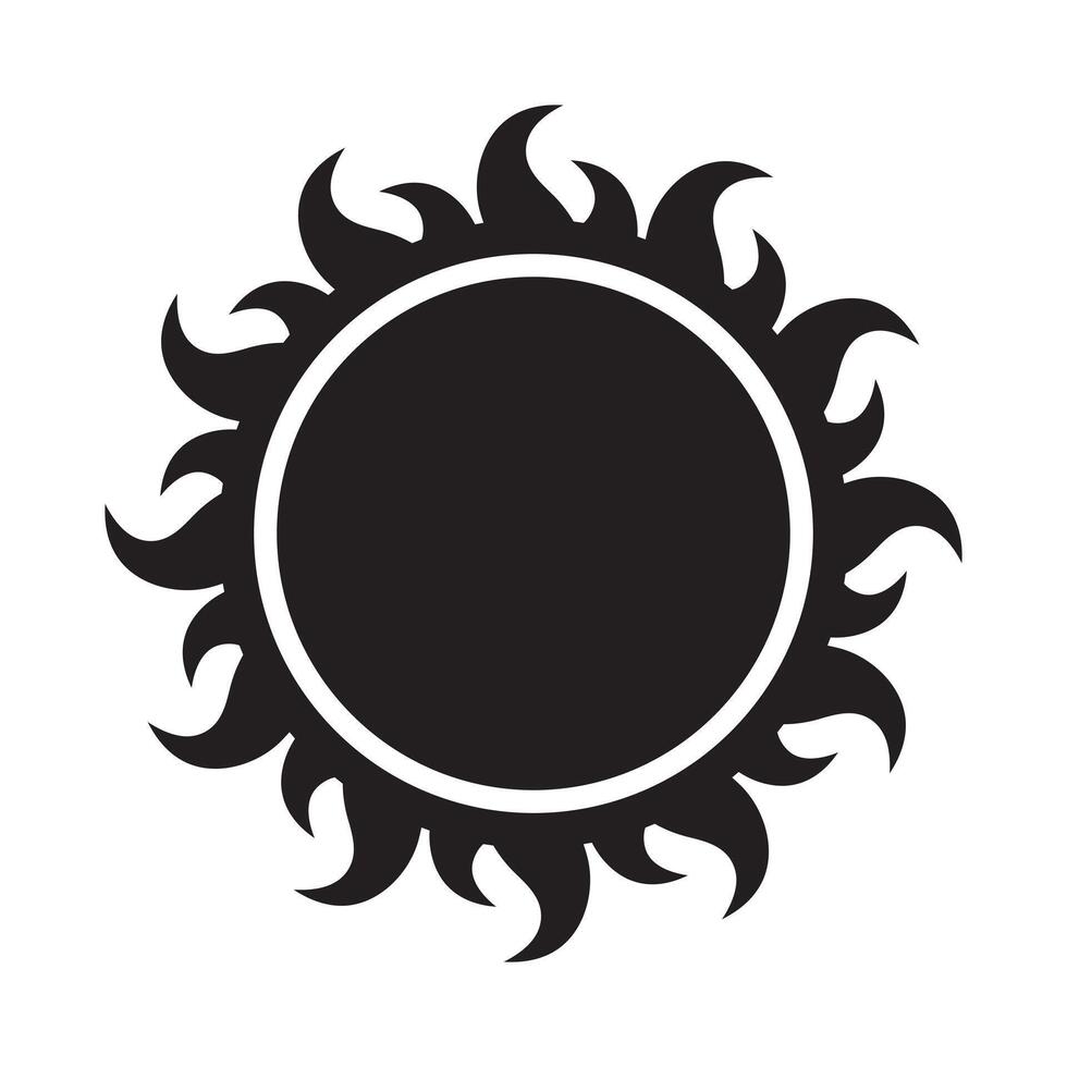 Sun icon, sun symbol, black sun sign isolated on white. vector