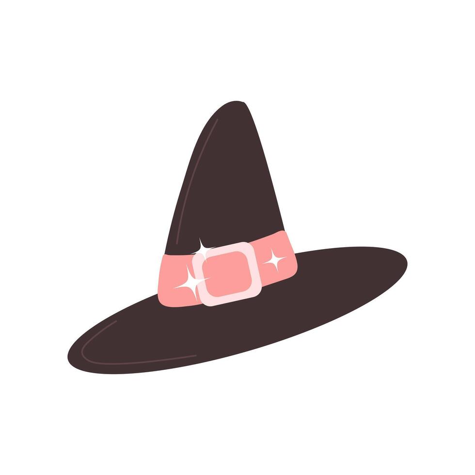 Witch hat. Cute spooky halloween element. Flat style illustration vector