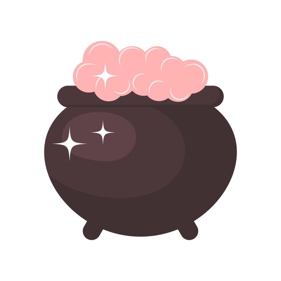 Witch's cauldron. Spooky festive element for Halloween. Flat style illustration vector