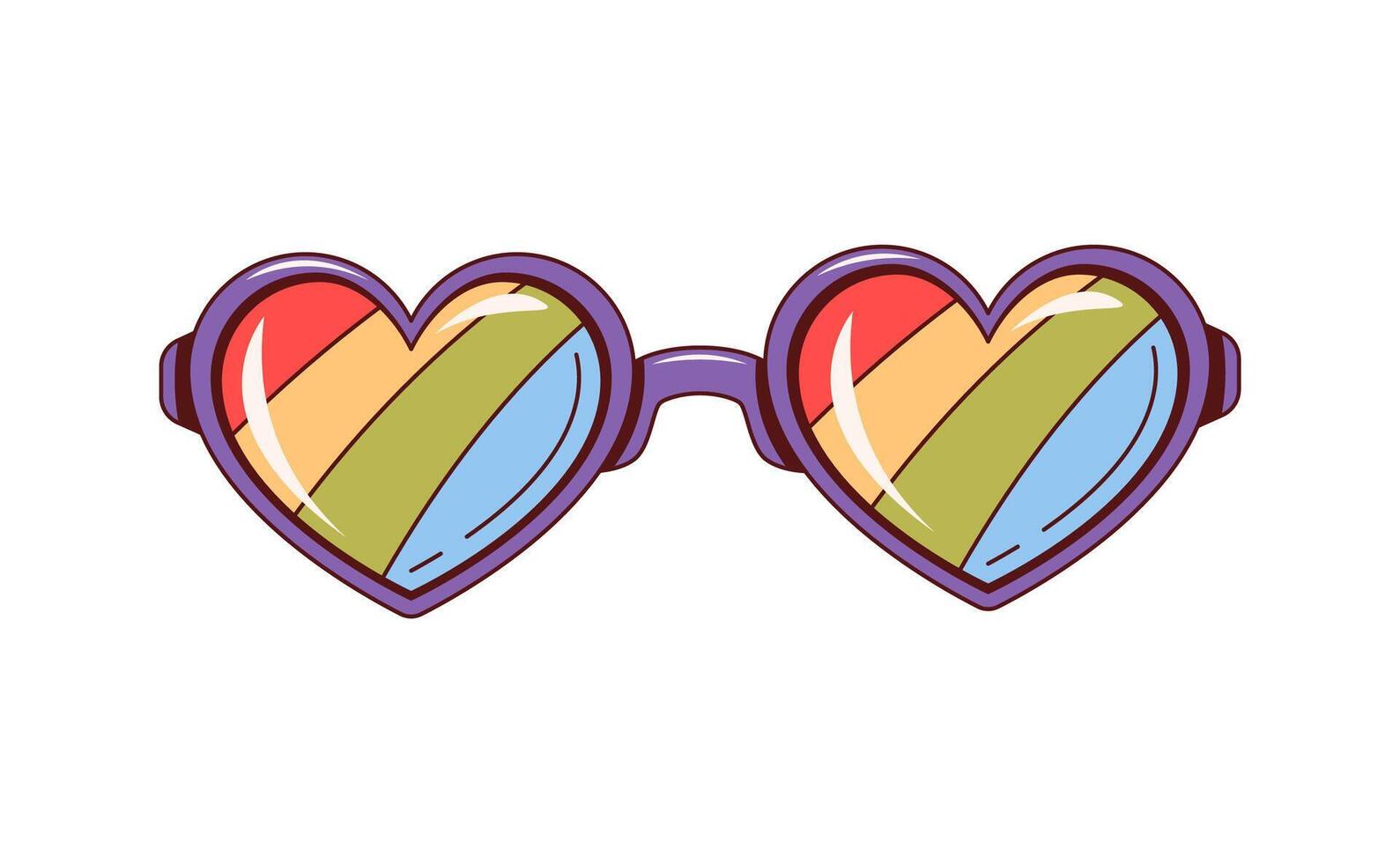 Retro y2k groovy love sunglasses in hippie style vector