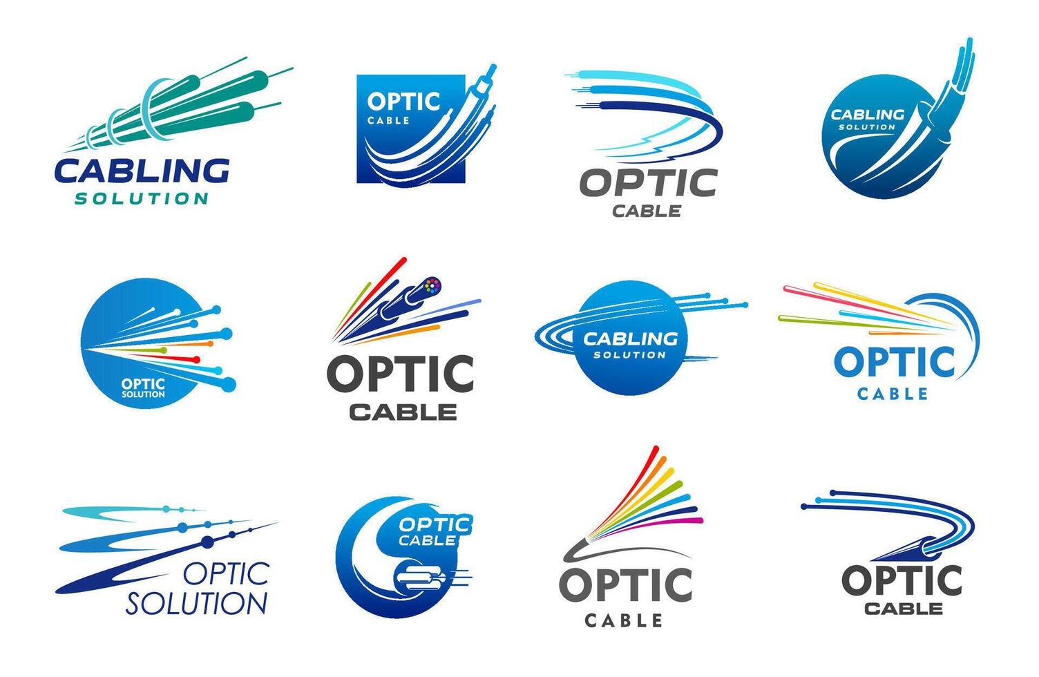 Fiber optic cable icons, internet connection vector