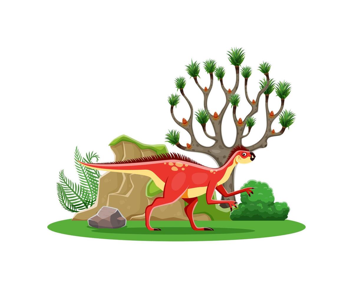 Pegomastax cartoon prehistoric dinosaur character vector
