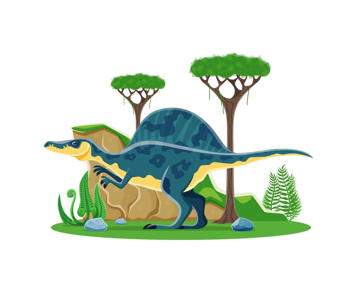 Oxalaia cartoon prehistoric dinosaur character vector