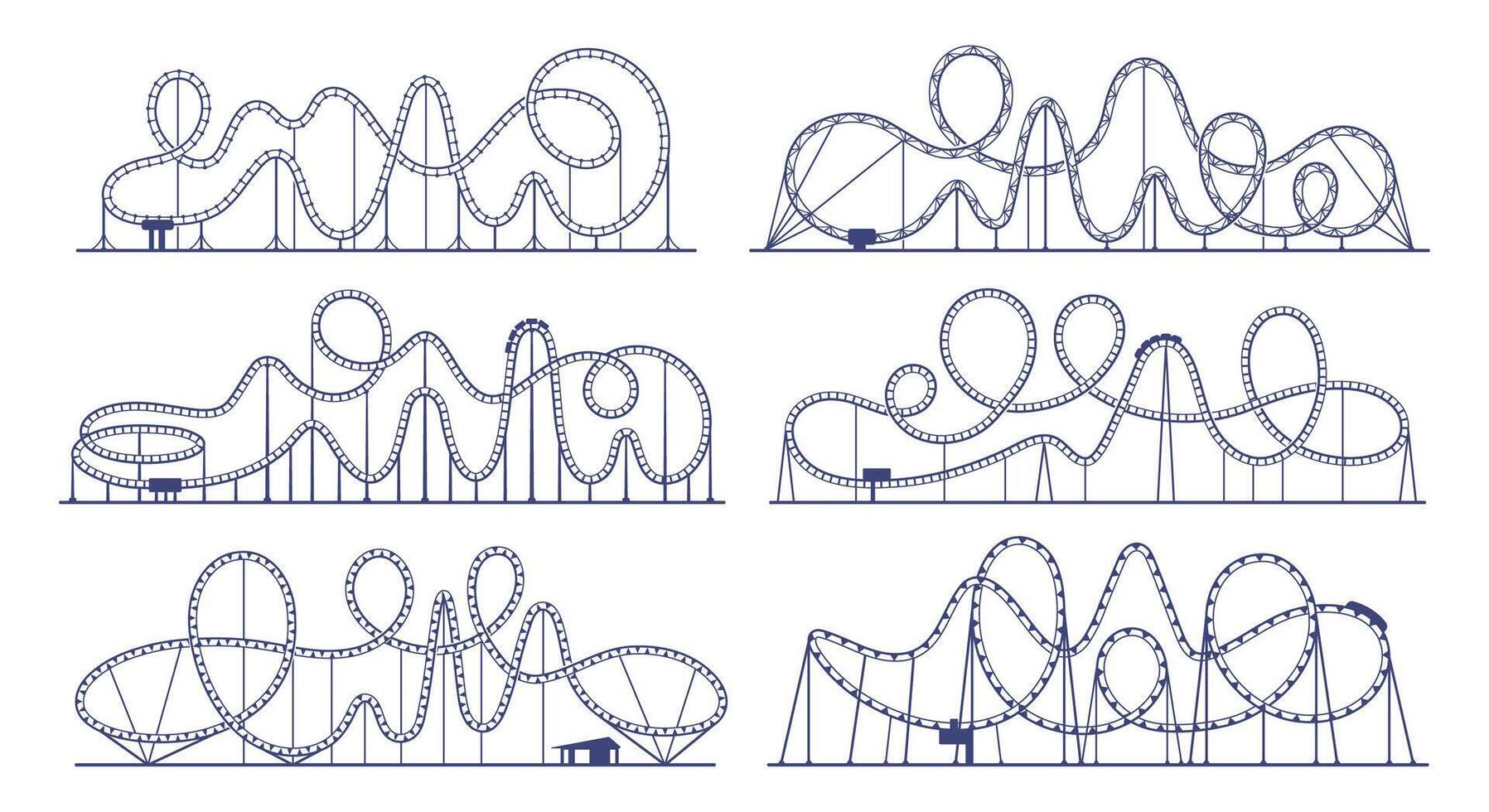 Roller coaster loop, amusement park ride vector