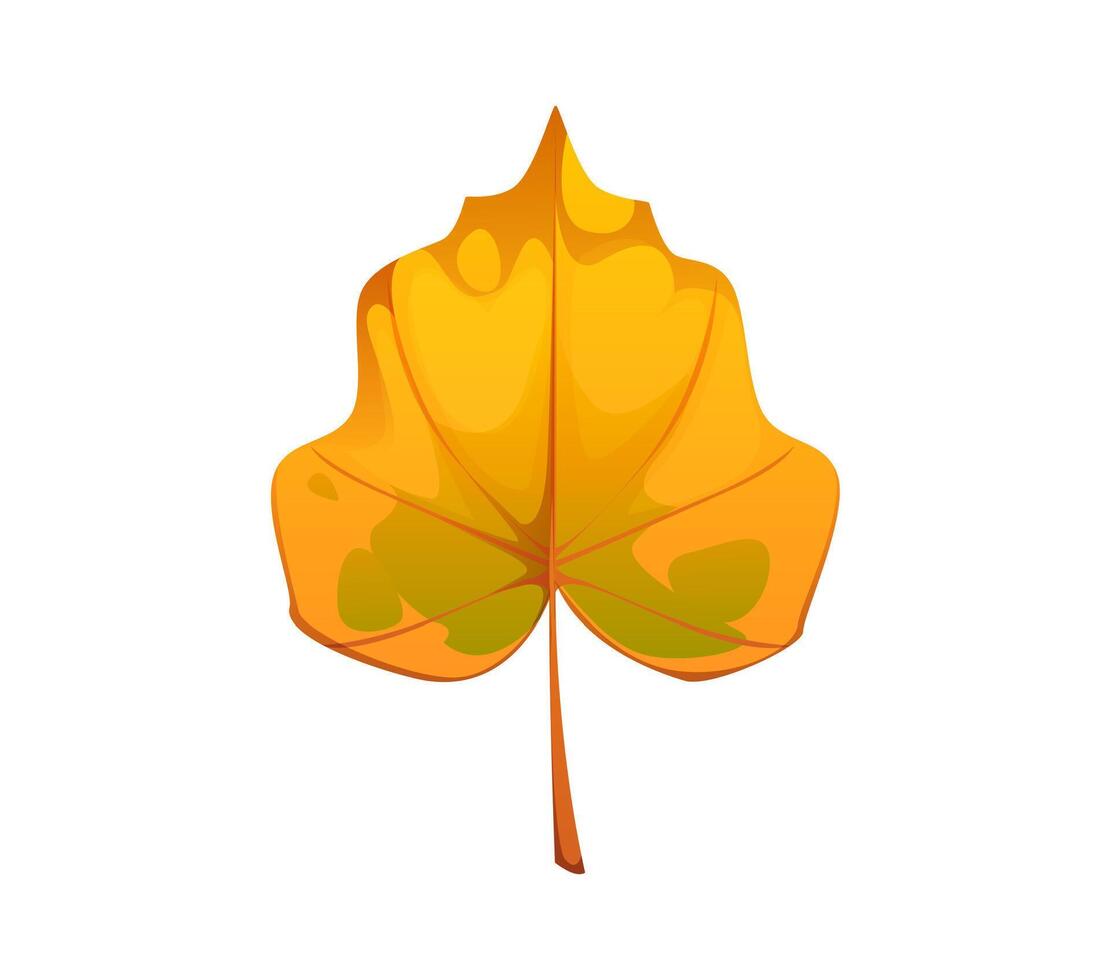 Cartoon yellow autumn leaf with intricate veins vector