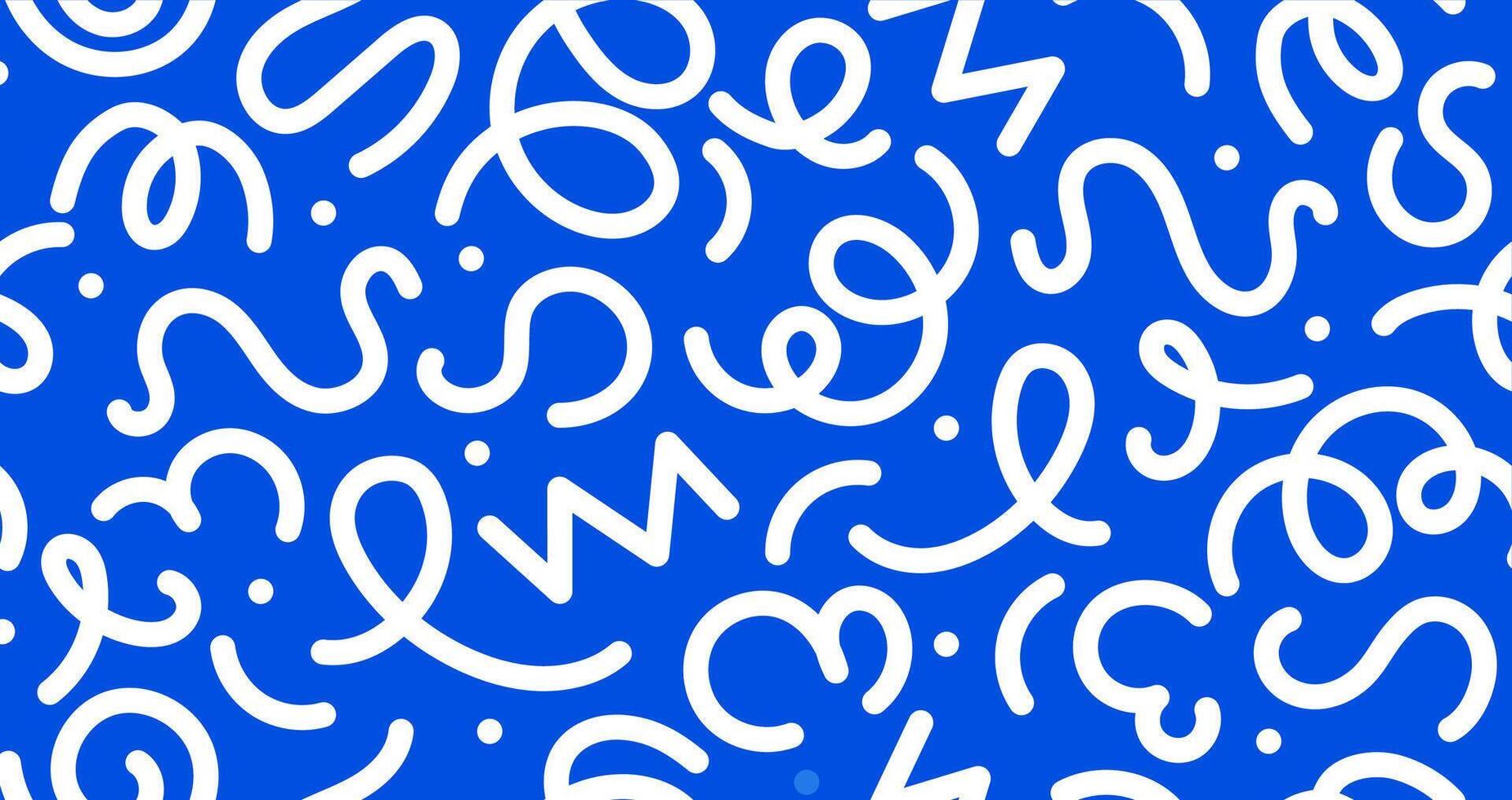 White and blue squiggle line pattern background vector