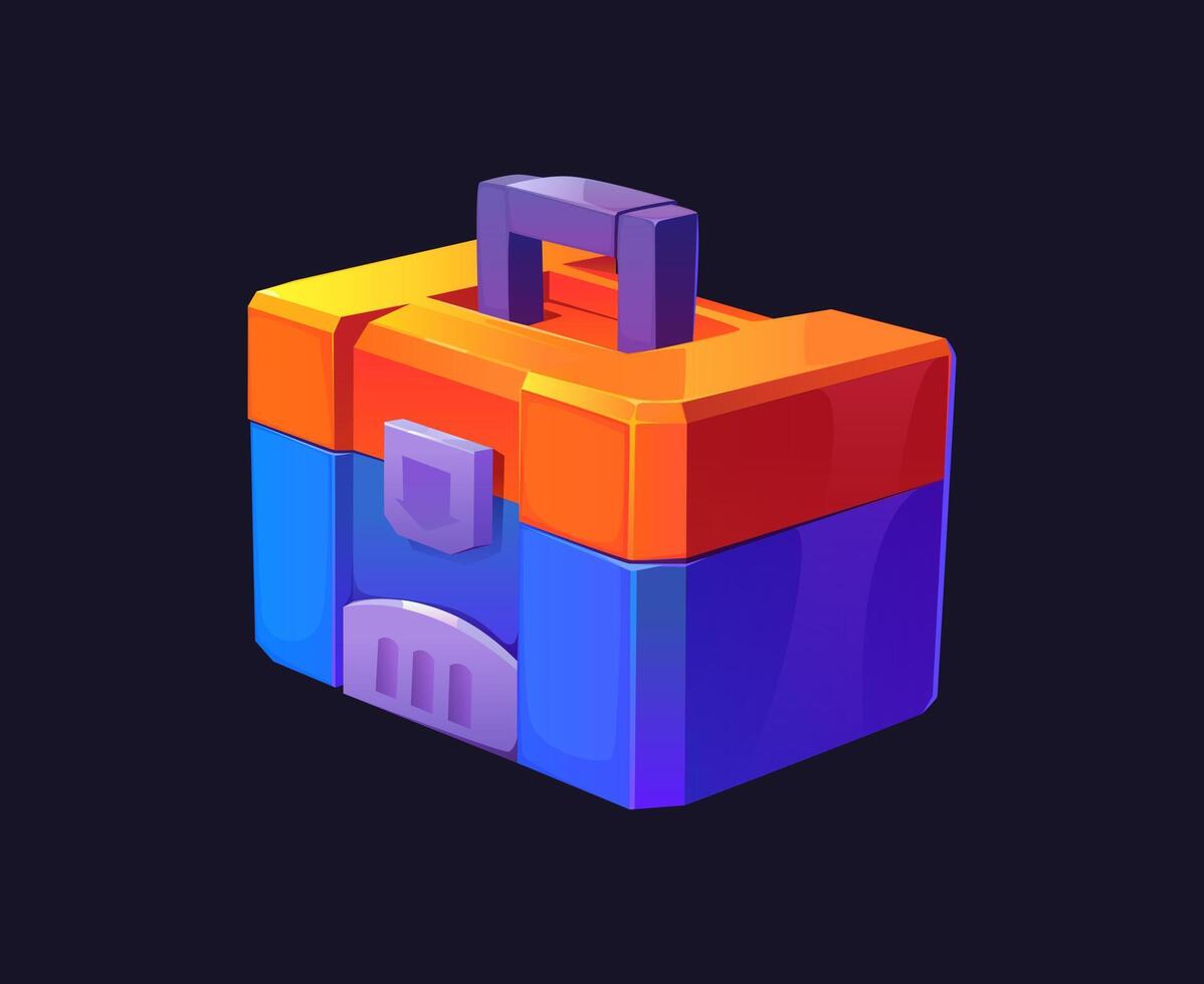 Cartoon futuristic sci fi game toolbox space chest vector