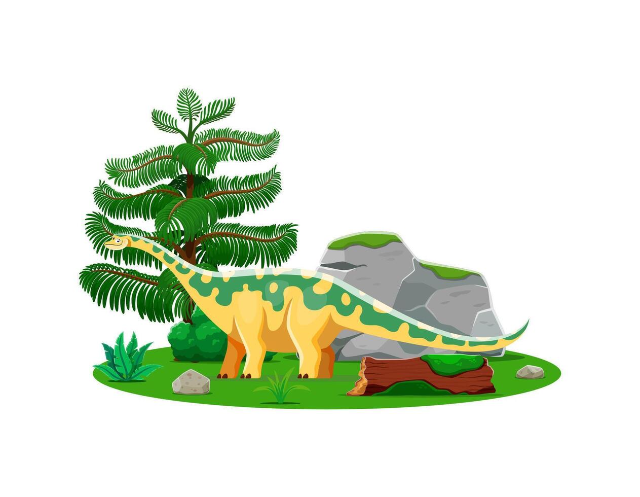 Cute opisthocoelicaudia prehistoric dino character vector