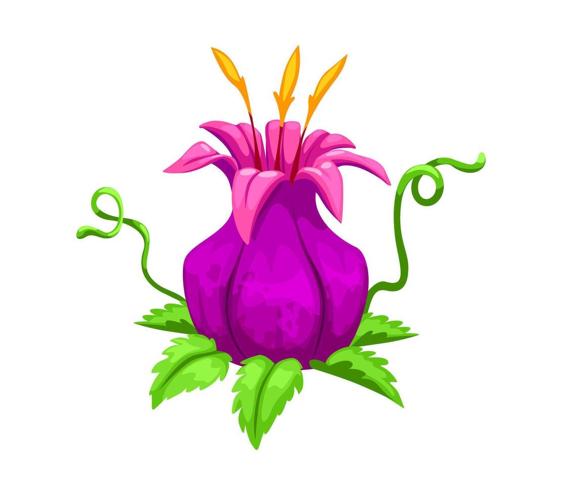Cartoon tropical plant with bright bulb-like bud vector