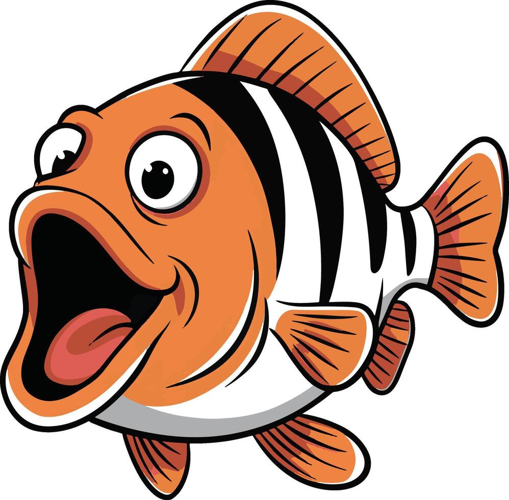 Funny fish cartoon illustration, fish art. Ai generate vector