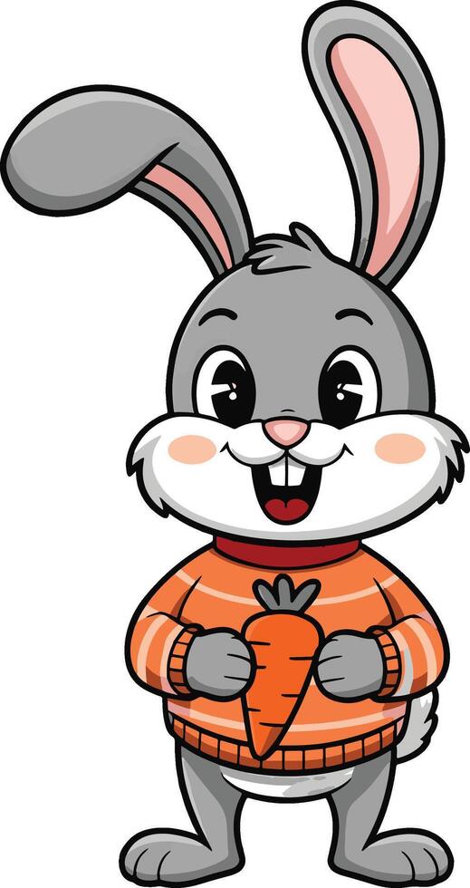 Funny rabbit cartoon illustration, rabbit art. Ai generate vector