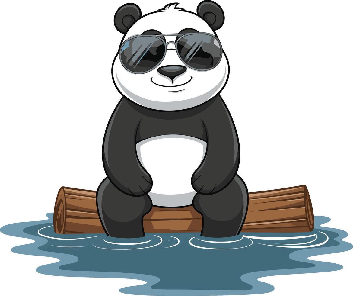 Panda cartoon sitting illustration, panda art. Ai generate vector