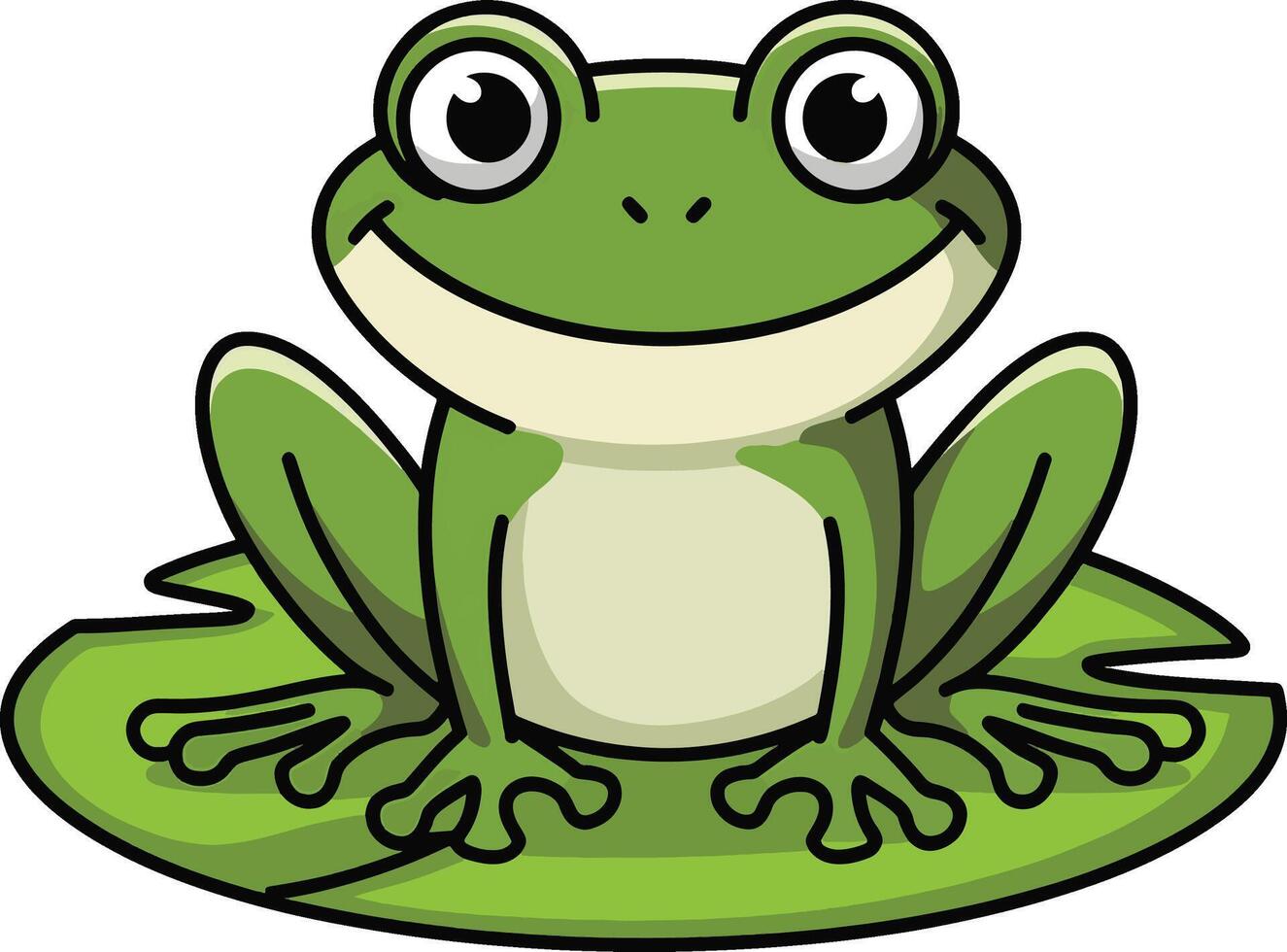 Frog on leaf cartoon illustration, frog art. Ai generate vector
