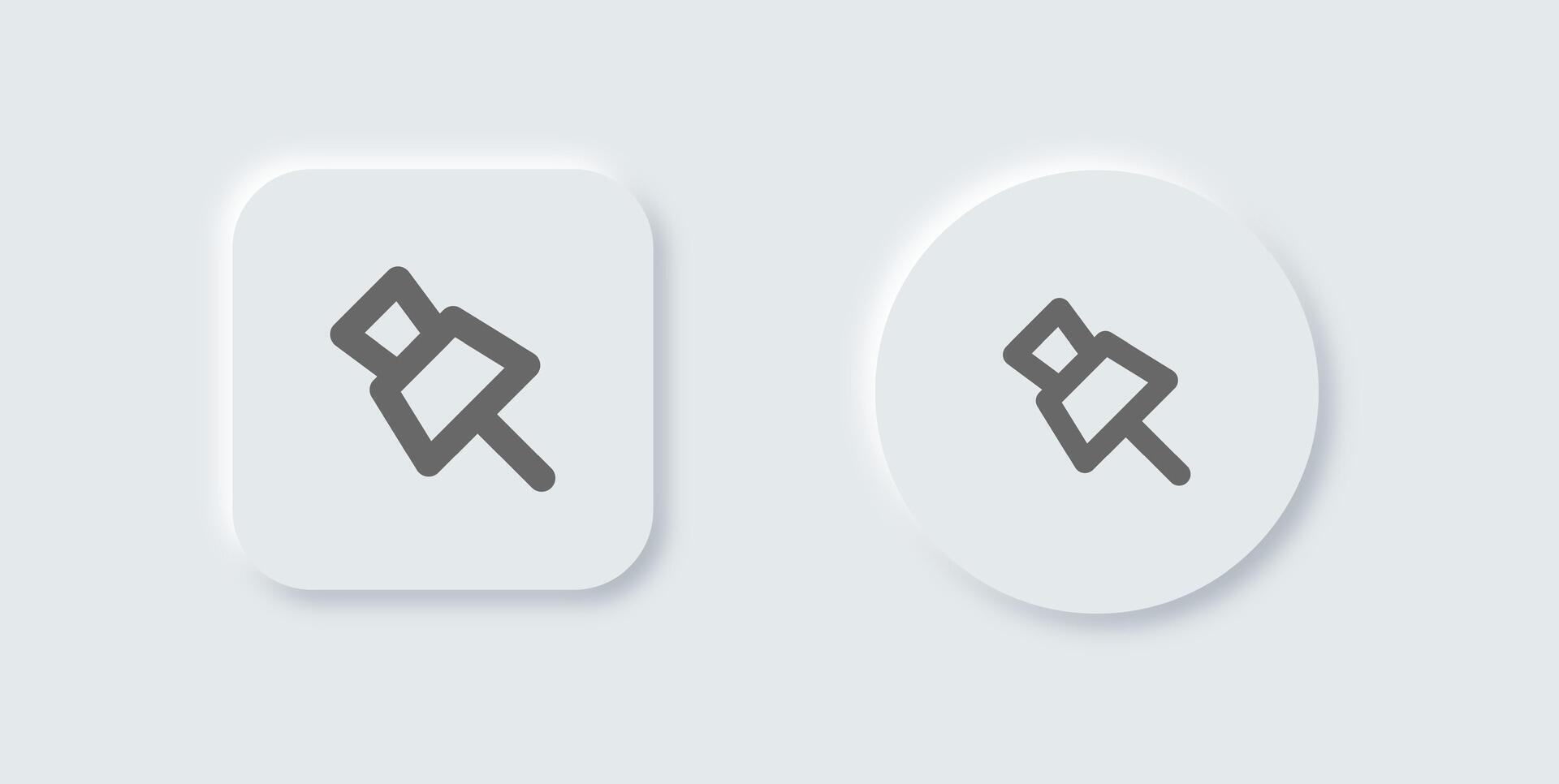 Pin line icon in neomorphic design style. Attachment signs illustration. vector