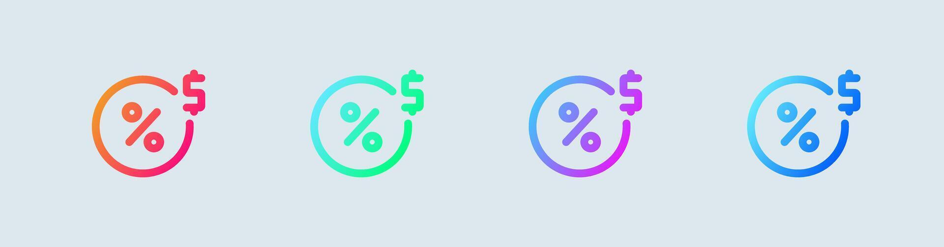 Commission line icon in gradient colors. Finance signs illustration. vector