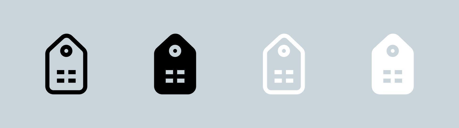 Category icon set in black and white. Collection signs illustration. vector