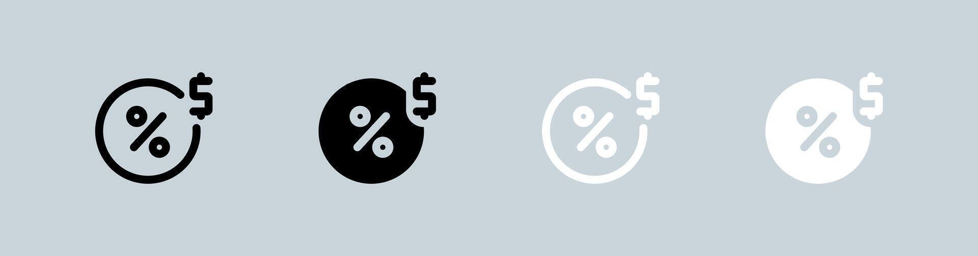 Commission icon set in black and white. Finance signs illustration. vector
