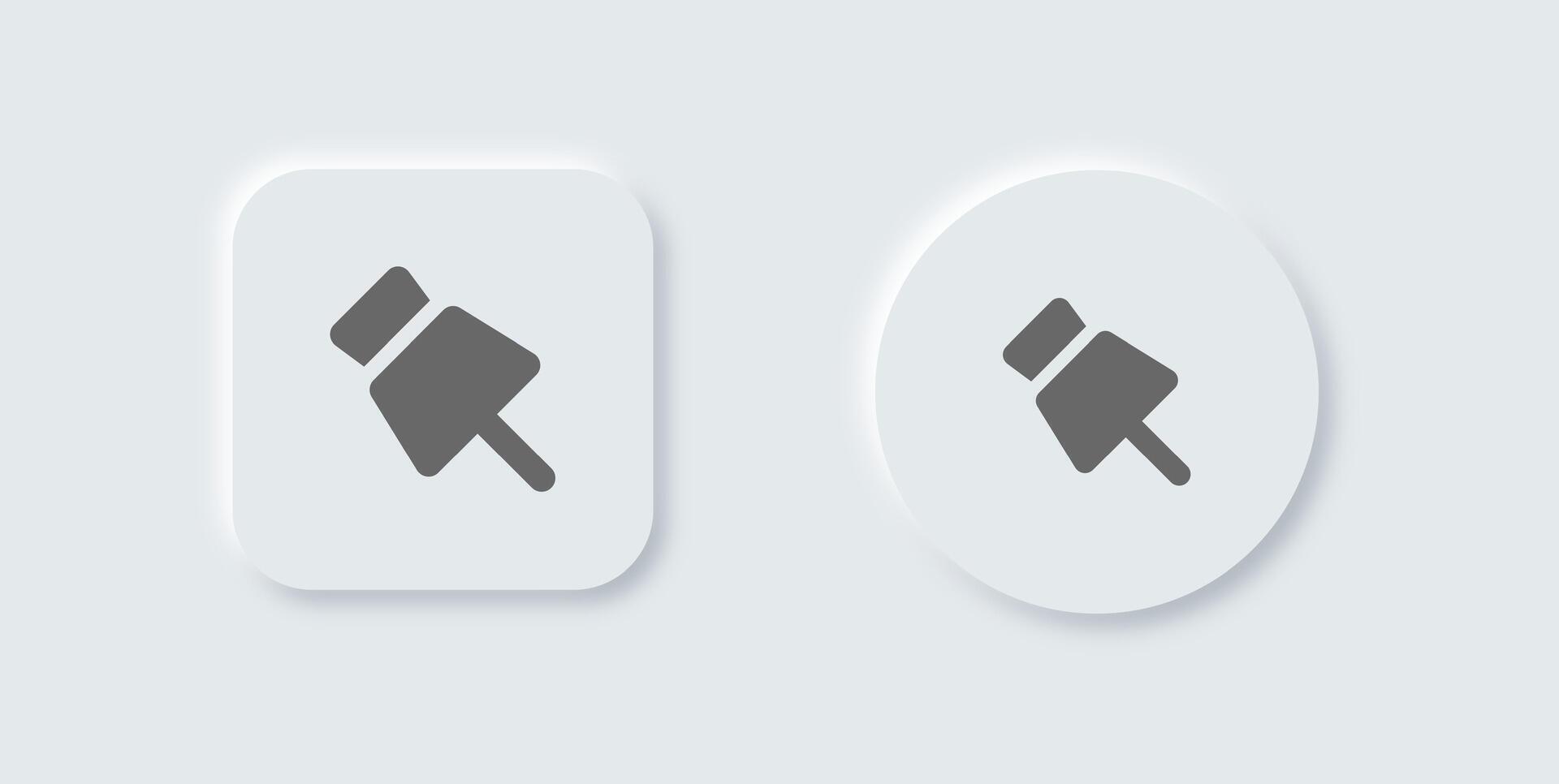 Pin solid icon in neomorphic design style. Attachment signs illustration. vector