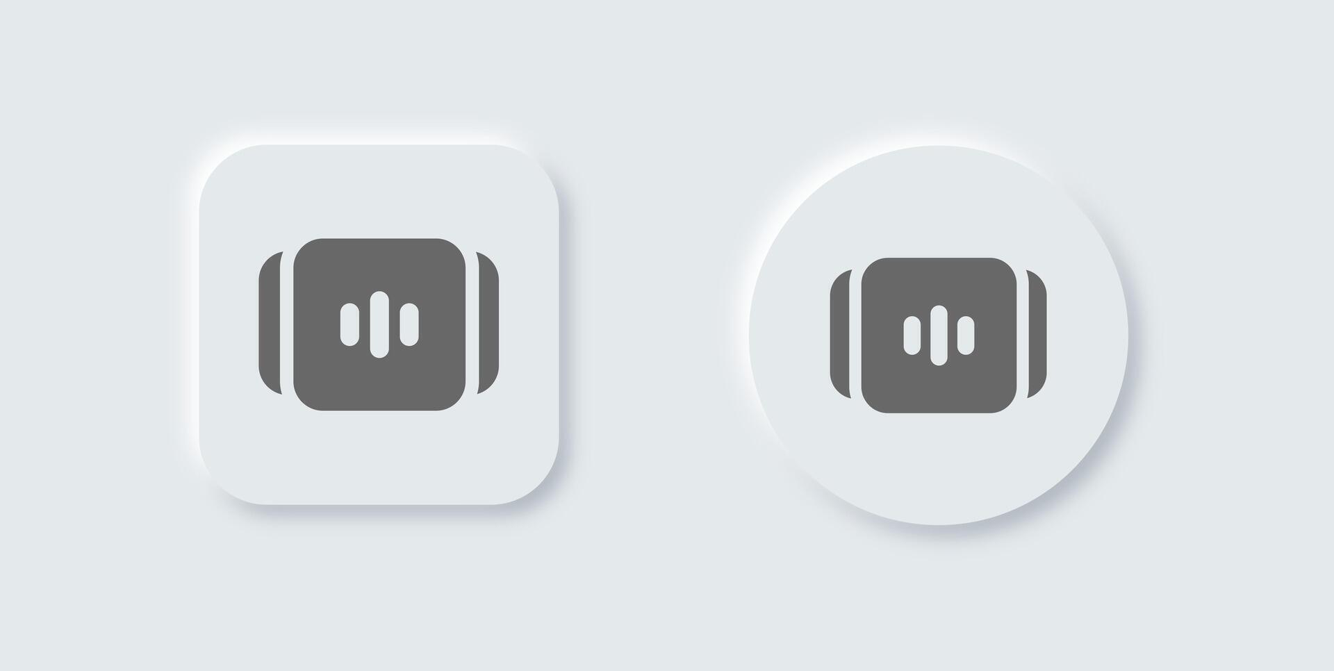 Episode solid icon in neomorphic design style. Series signs illustration. vector