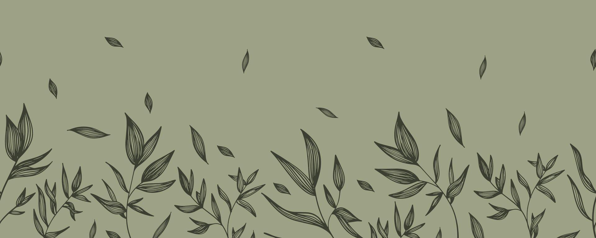 Seamless strip of leaves. An ancient sketch of leaves. A hand-drawn illustration. vector