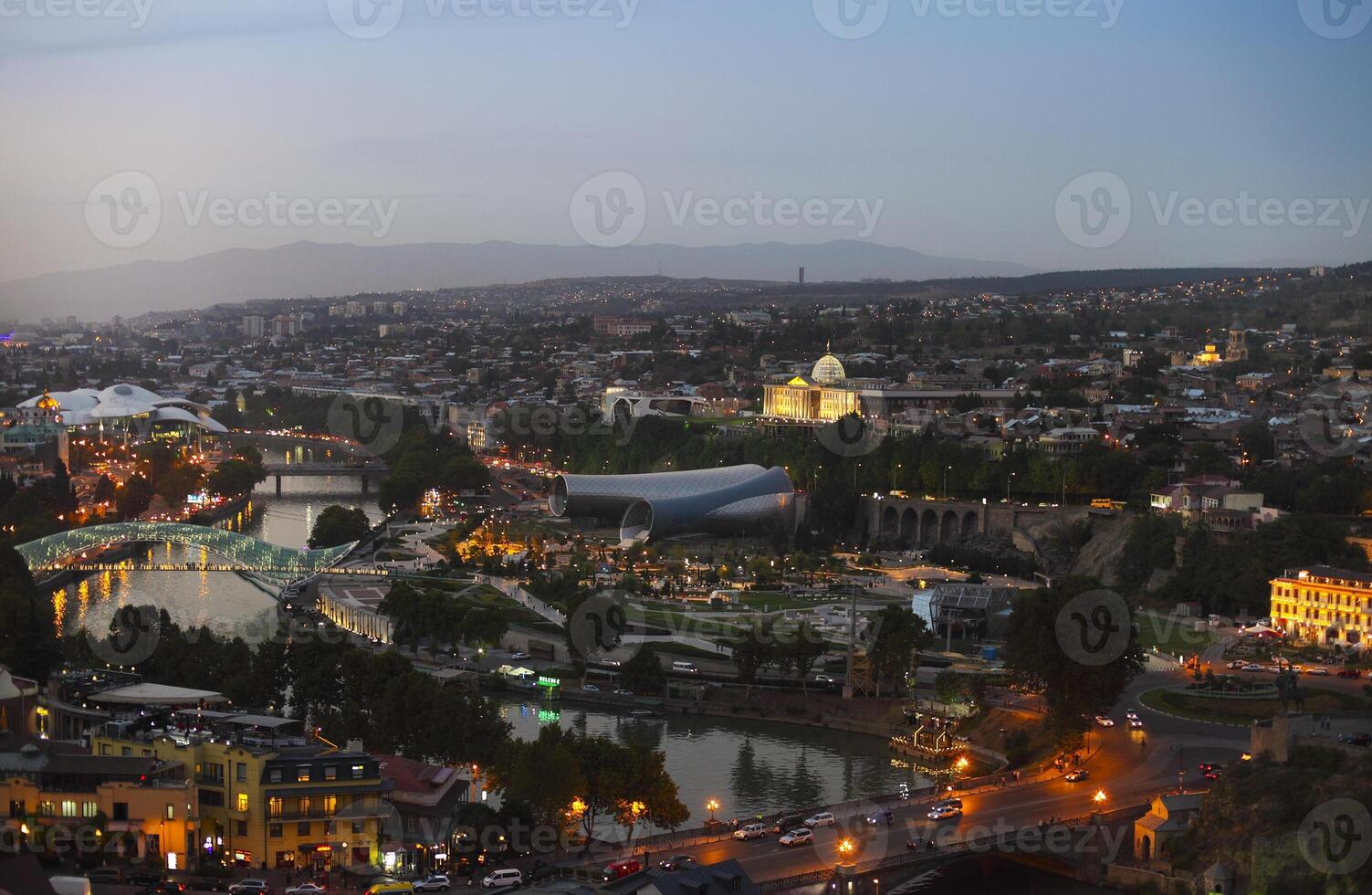 Night view to Old town of Tbilisi, Georgia photo