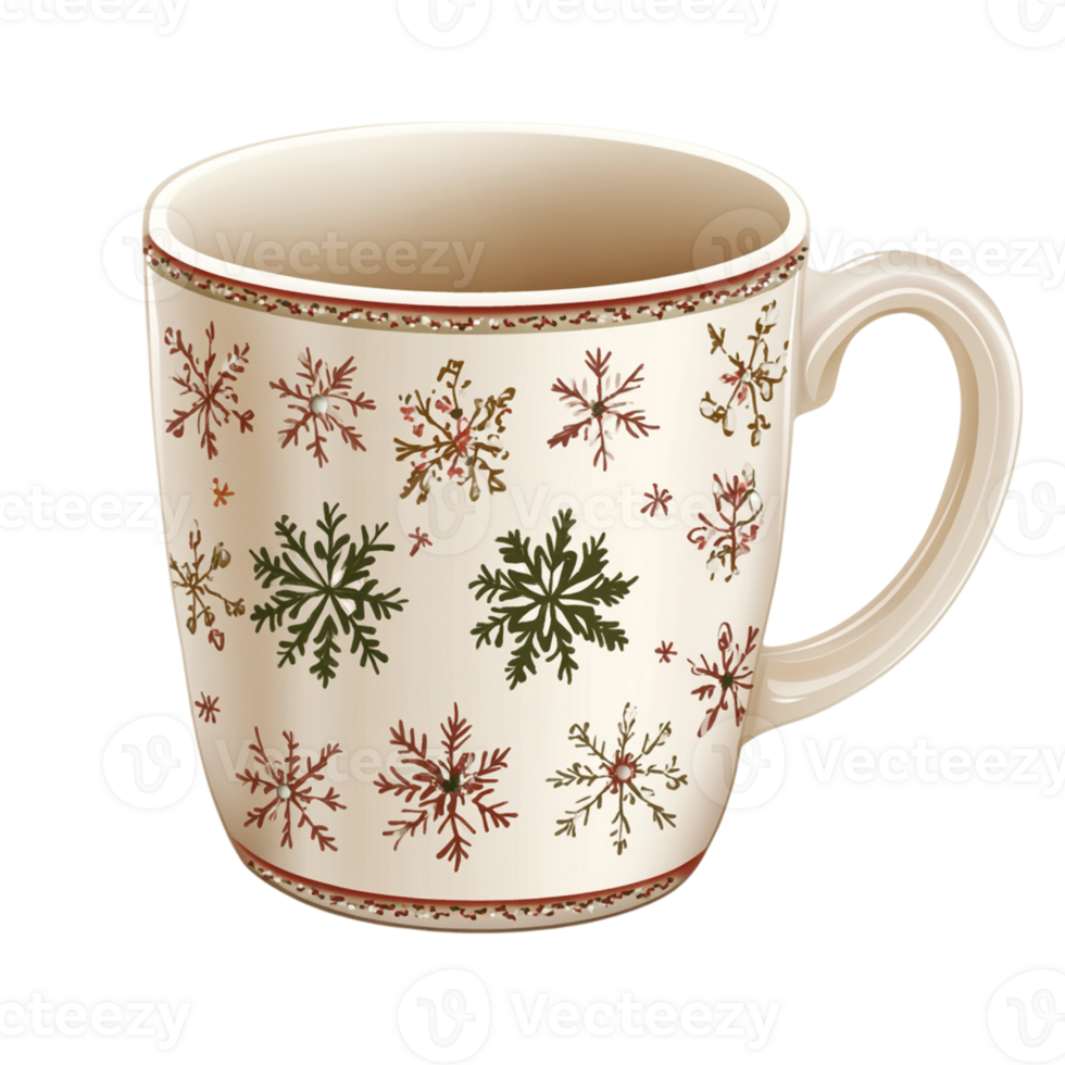 A coffee cup with snowflakes on it png