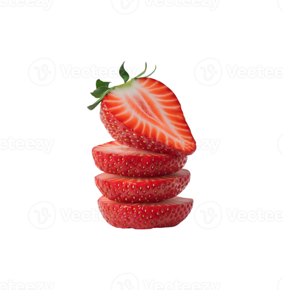 strawberry slice pile isolated on transparent background png