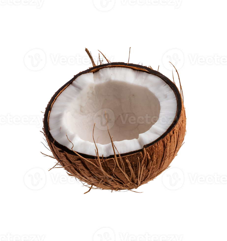 Half coconut isolated on transparent background png