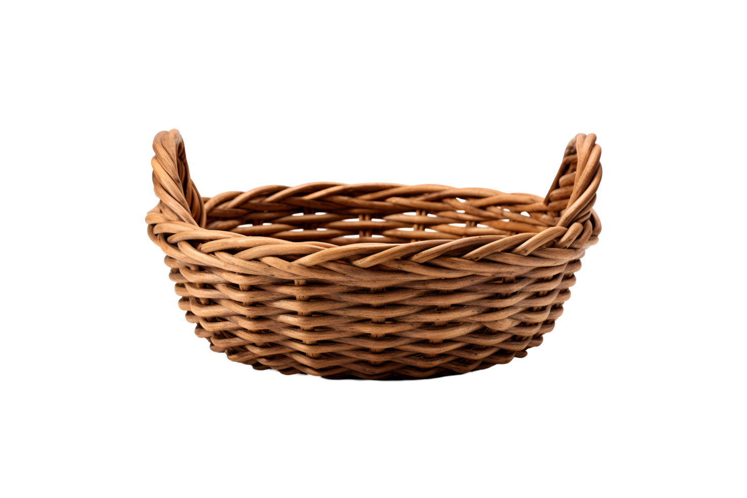 Empty wicker basket isolated on transparent background png