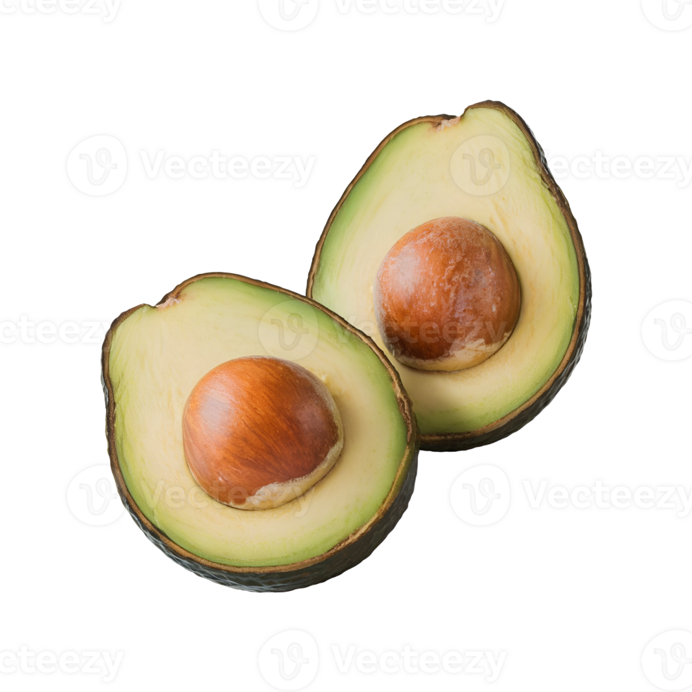 Avocado half slice with seed isolated on transparent background png