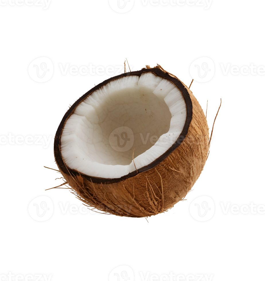 Fresh half coconut isolated on transparent background png