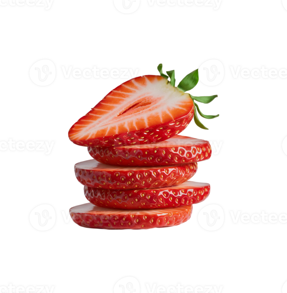 strawberry slice stack isolated on transparent background png