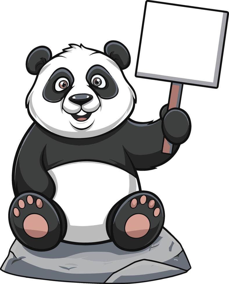 Panda holding sign illustration, panda art. Ai generate vector