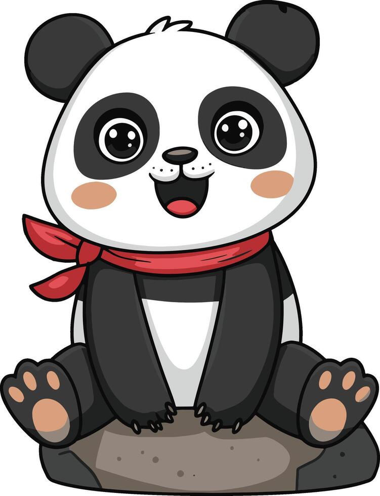 Panda cartoon sitting illustration, panda art. Ai generate vector