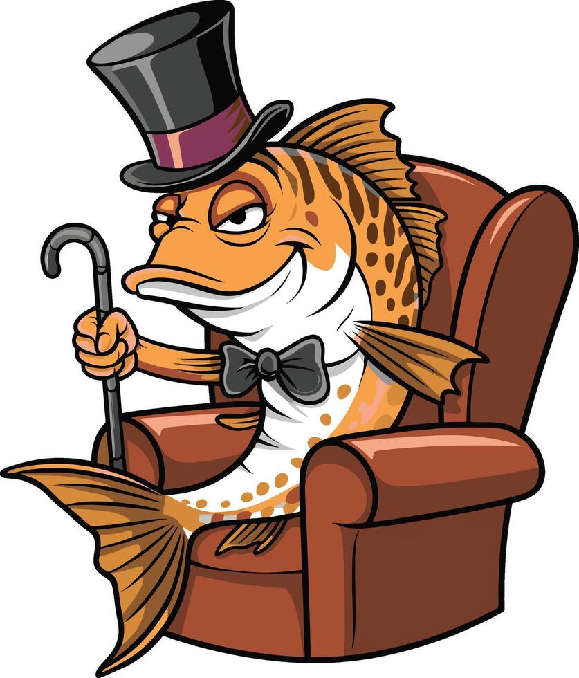 Funny fish cartoon illustration, fish art. Ai generate vector