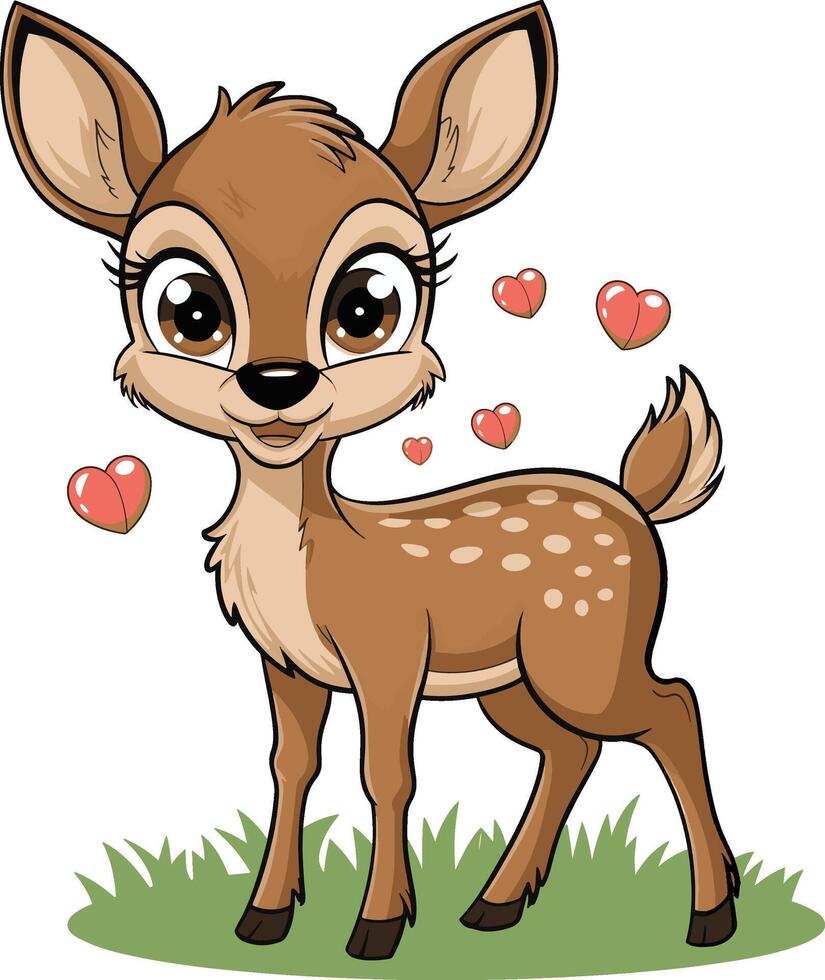 Baby deer cartoon art illustration. Ai generate vector