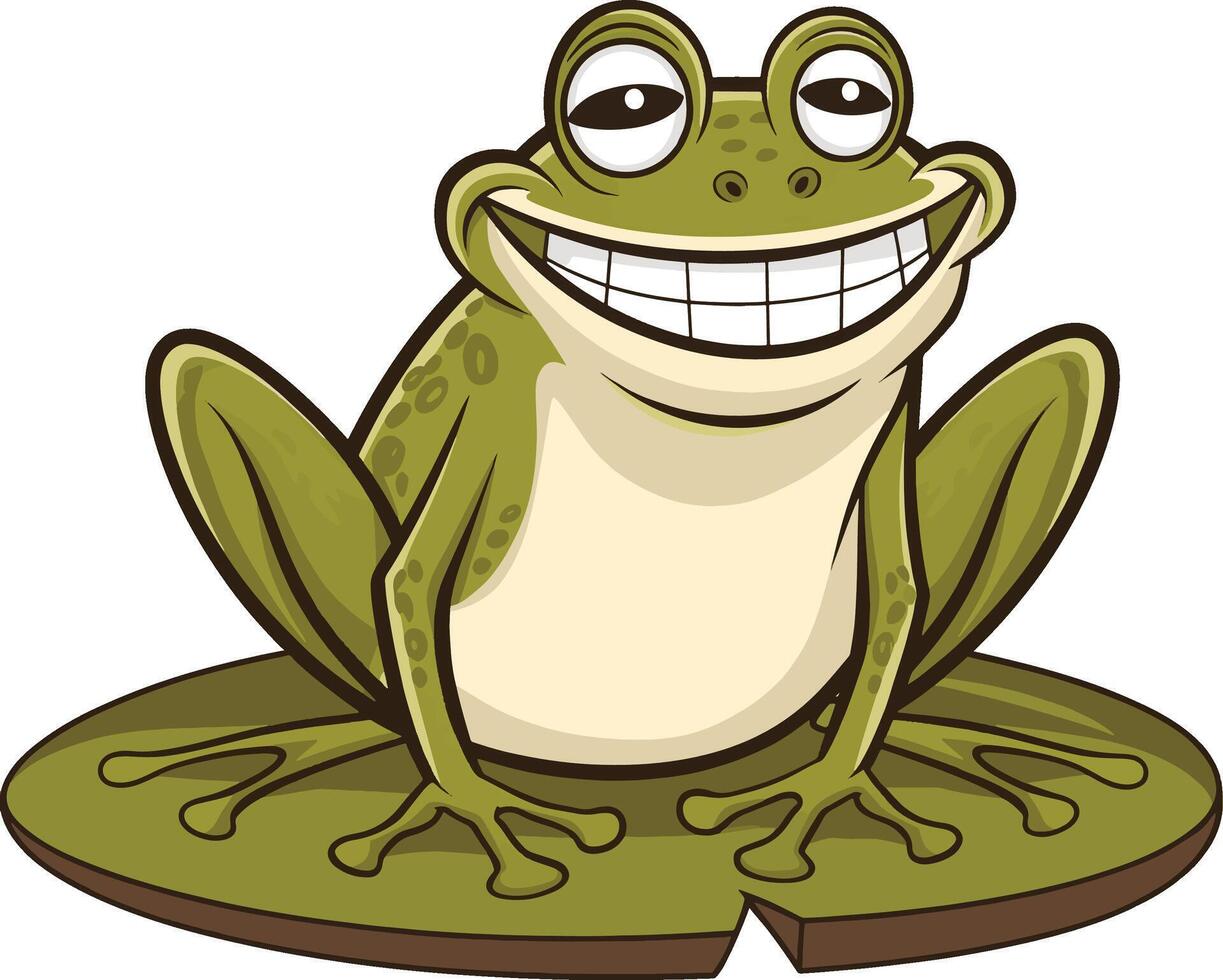 Funny frog cartoon illustration, frog art. Ai generate vector