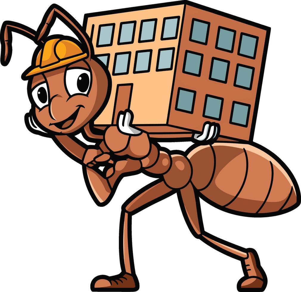 Ant holding box cartoon illustration, ant art. Ai generate vector