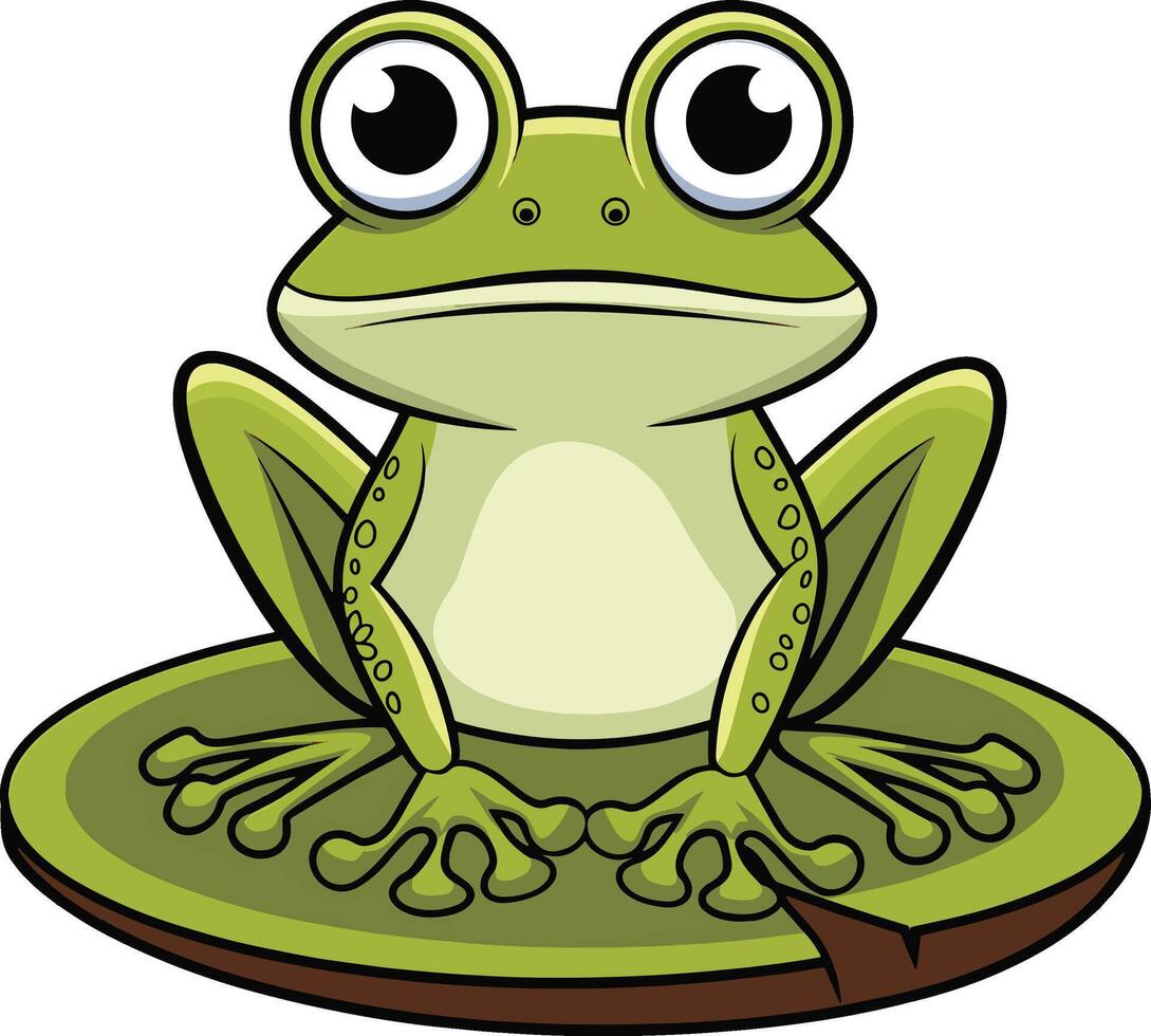 Frog on leaf cartoon illustration, frog art. Ai generate vector
