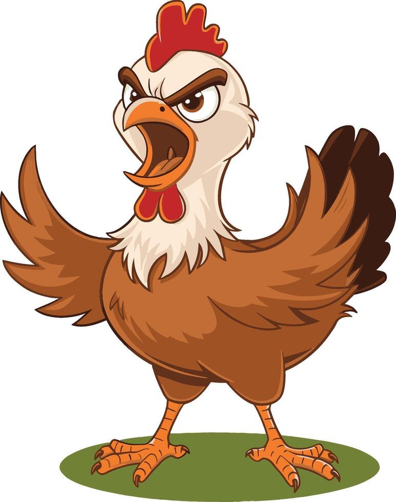 Angry chicken cartoon illustration, hen art design. Ai generate vector
