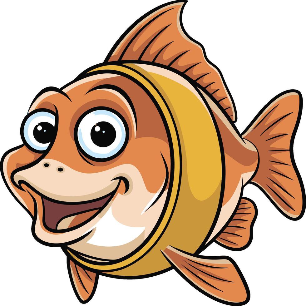 Funny fish cartoon illustration, fish art design. Ai generate vector
