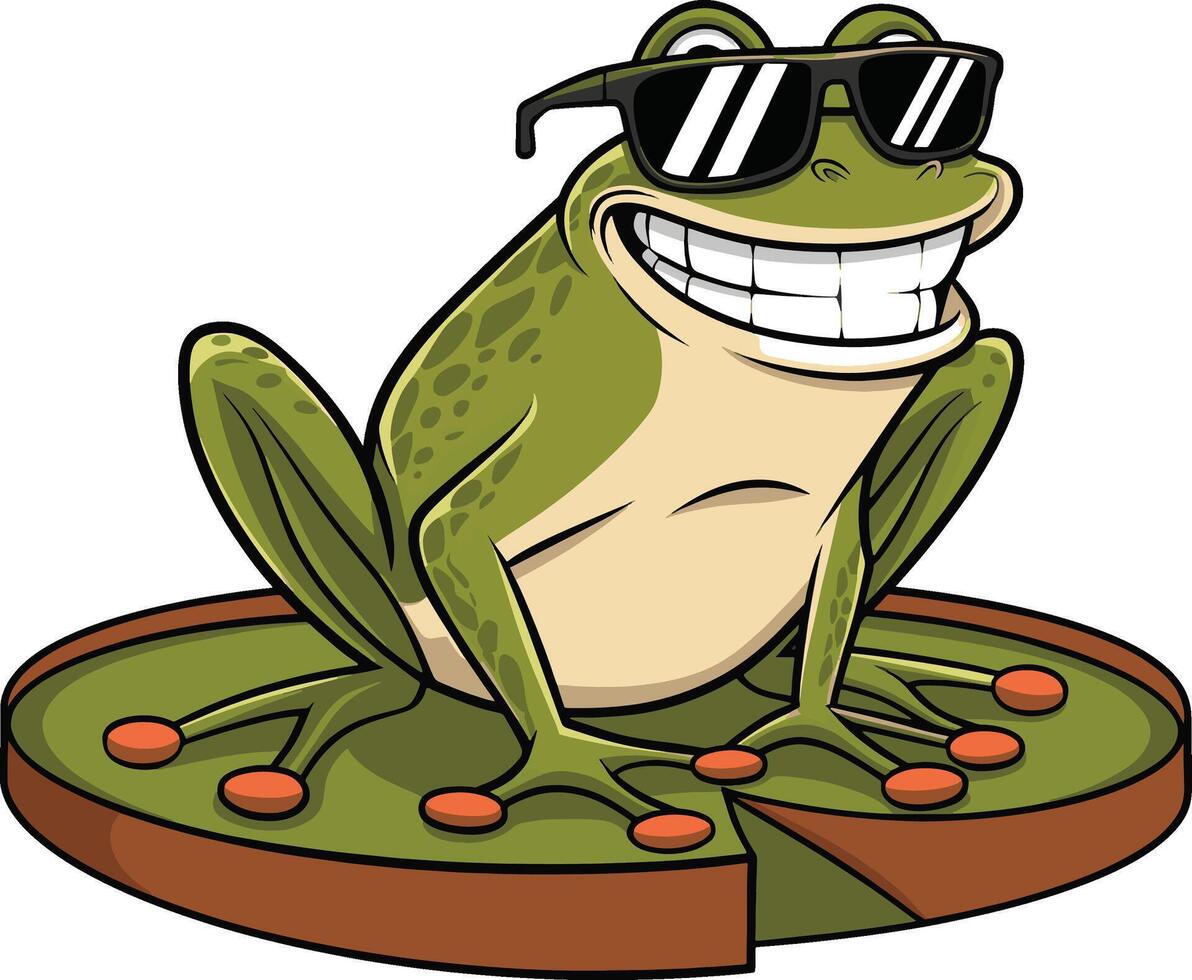 Funny frog cartoon illustration, frog art. Ai generate vector