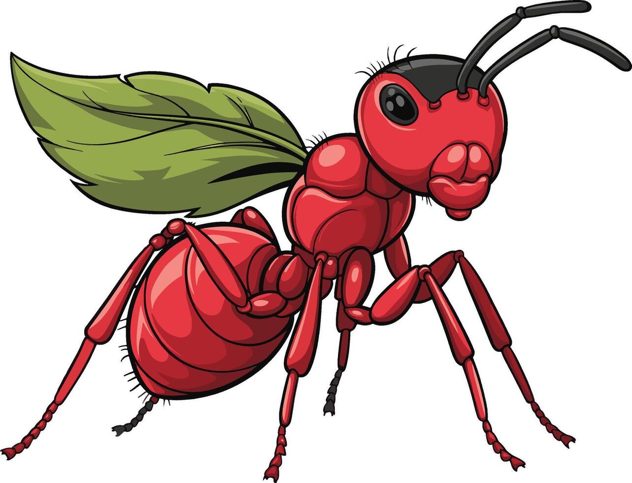 Ant holding leaf illustration, ant art. Ai generate vector