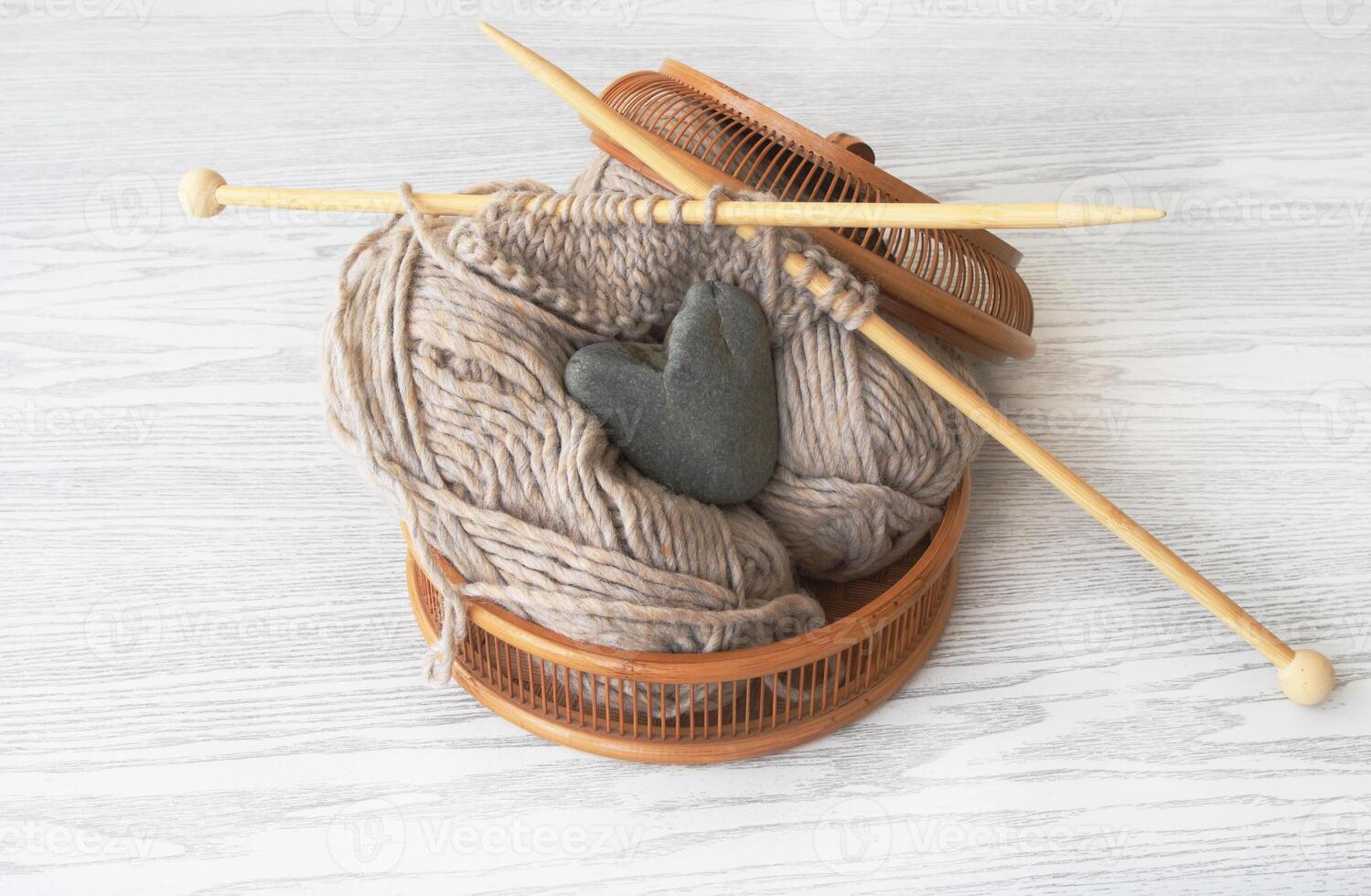 Basket for knitting photo