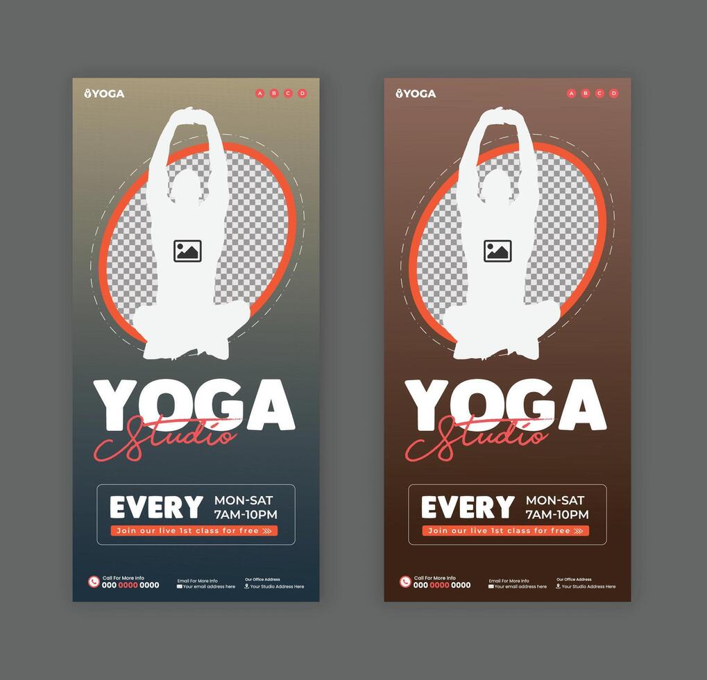 The Dl flyer and rack card design for a yoga studio vector