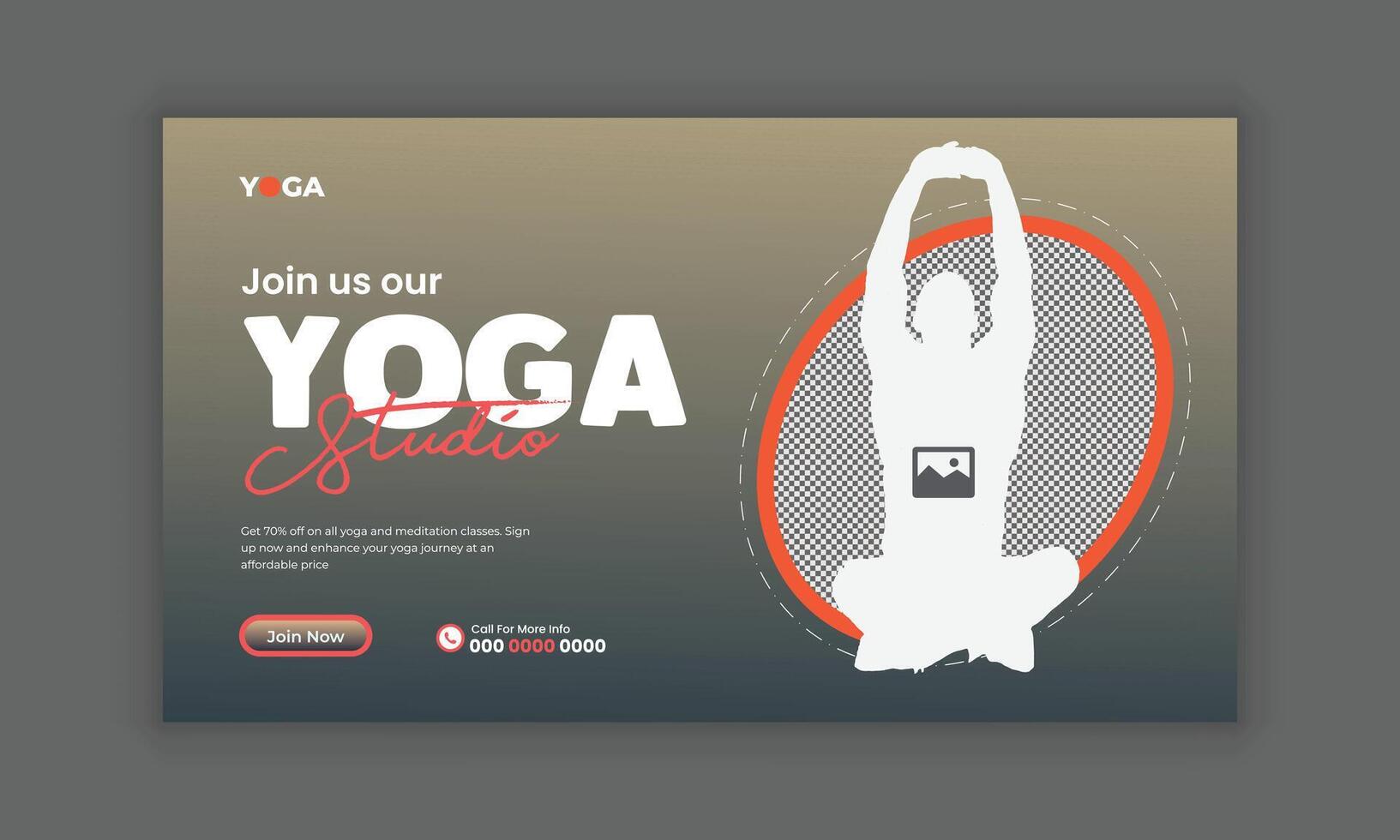 Horizontal banner template for a yoga class with a woman Yoga class banner template vector