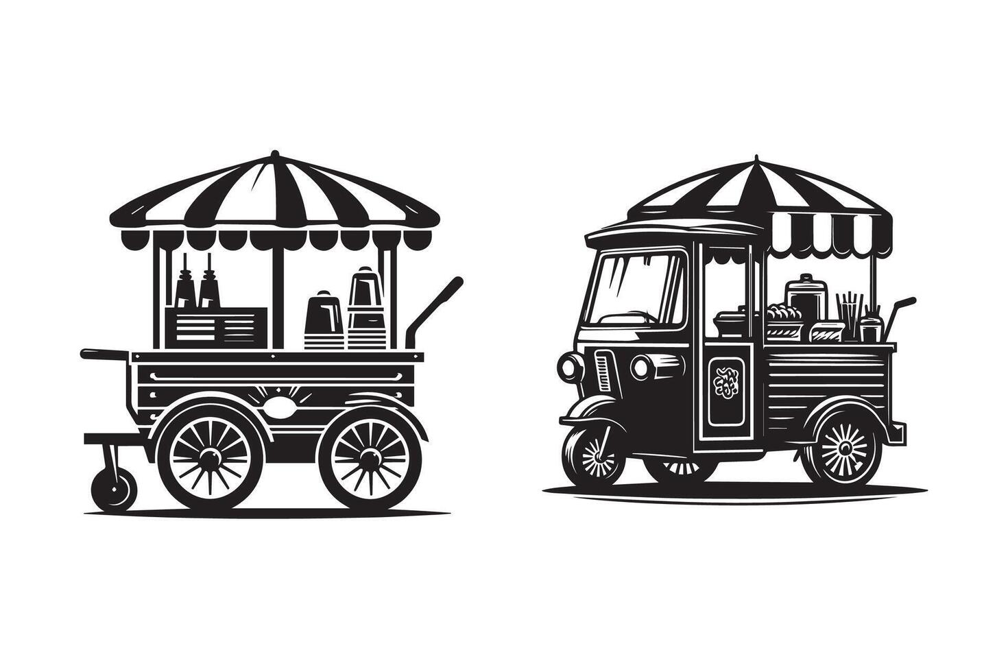 Street Food Cart Van Silhouette Illustration vector