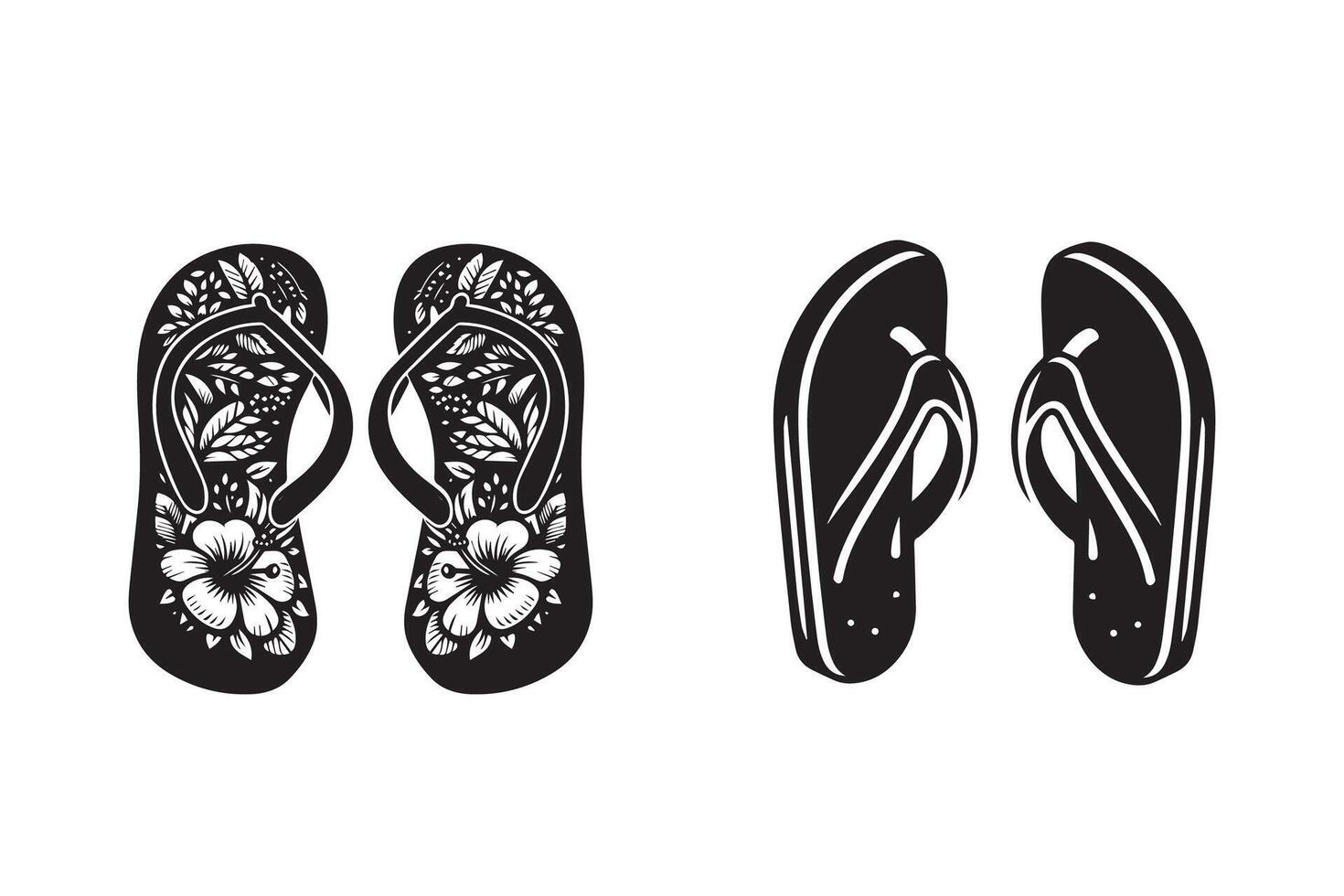Flip Flop Sandal Slipper Silhouette Illustration vector