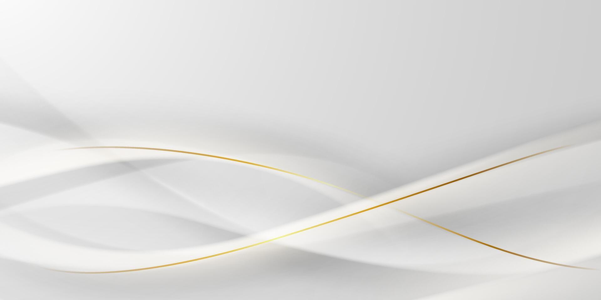 white abstract background with luxury golden lines illustration vector